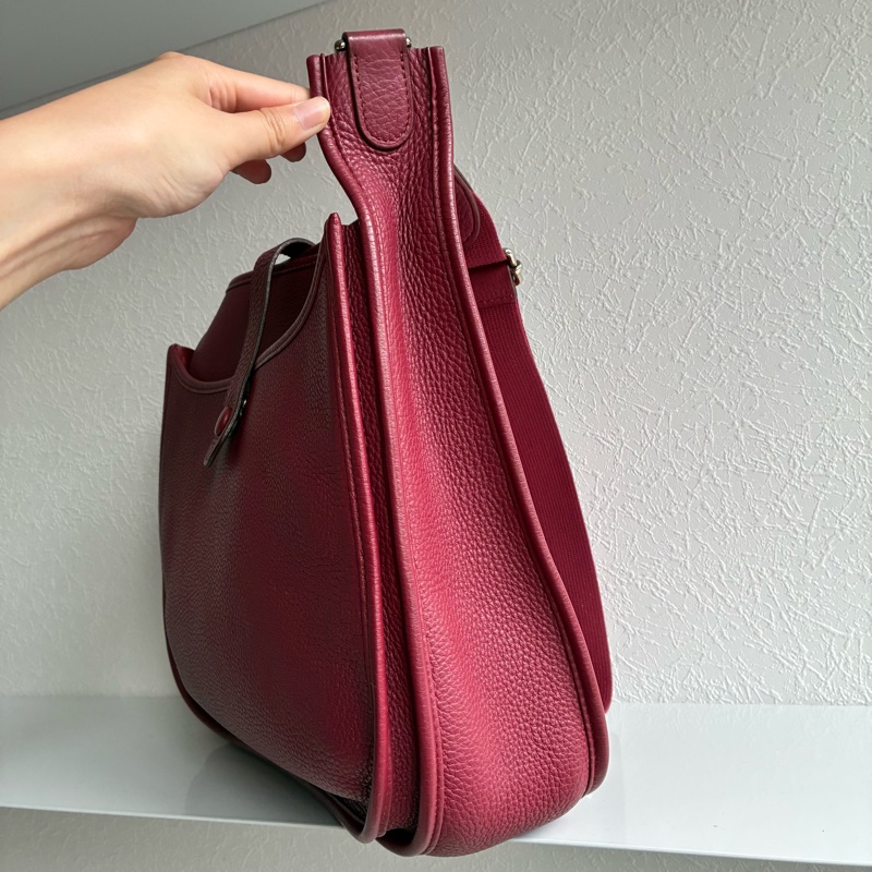 Hermes 酒紅色🄾刻Evelyne 29 斜背 肩背都可以-9