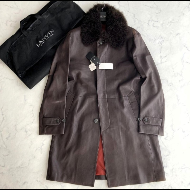 原價11萬6／全新／LANVIN 超奢華牛皮大衣-5