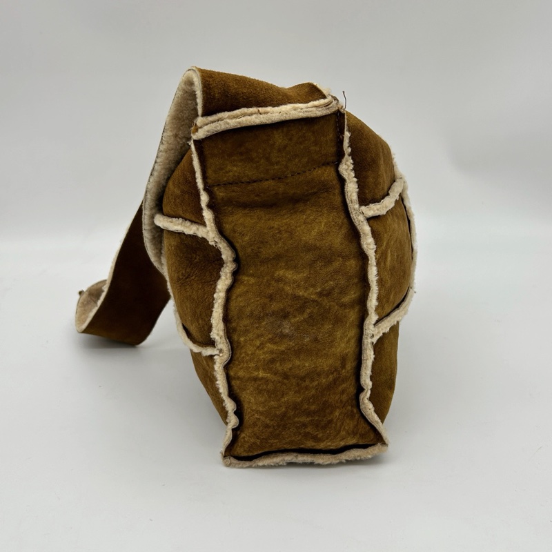 「JL精品代購」香奈兒棕色中古羊羔毛九宮格單肩斜挎托特包-4