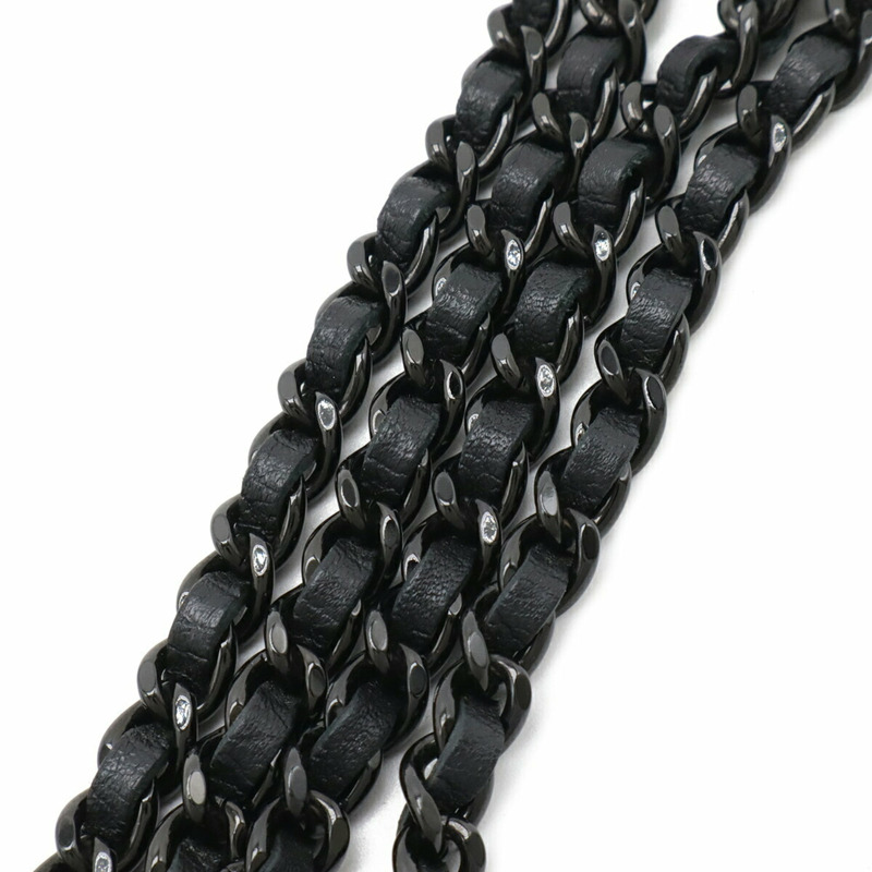 香奈兒 Boy Chanel Matelasse Coco Mark 皮夾鏈條肩包手拿包羊皮黑 A84069-5