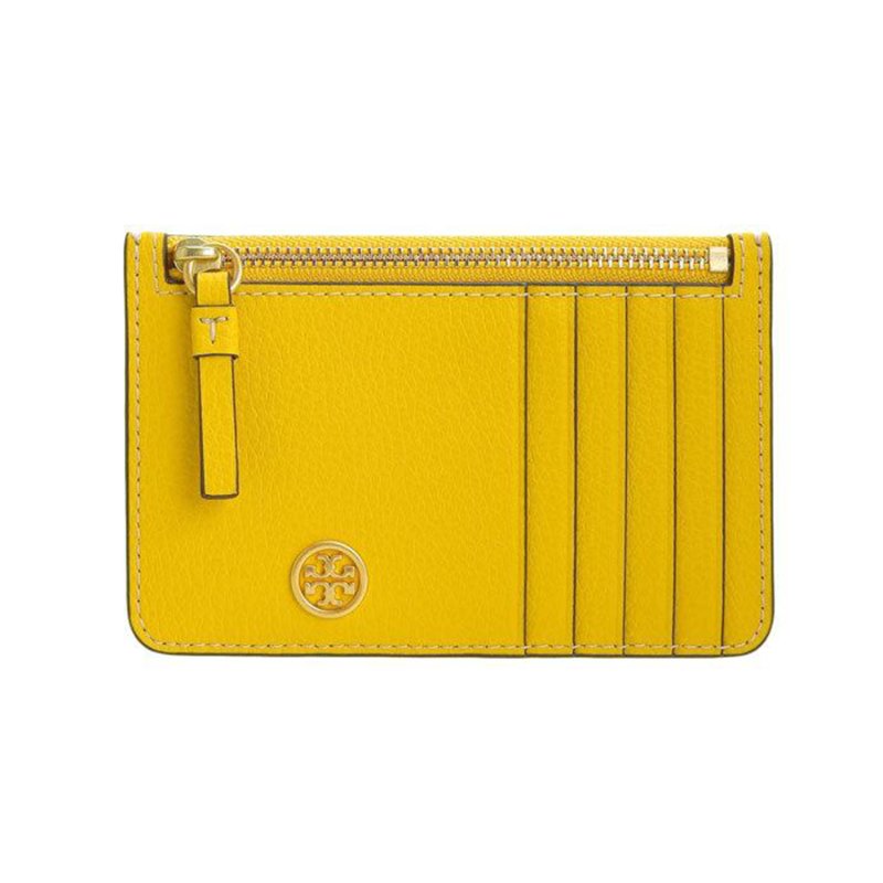 【TORY BURCH】皮革卡片零錢包-黃色-0