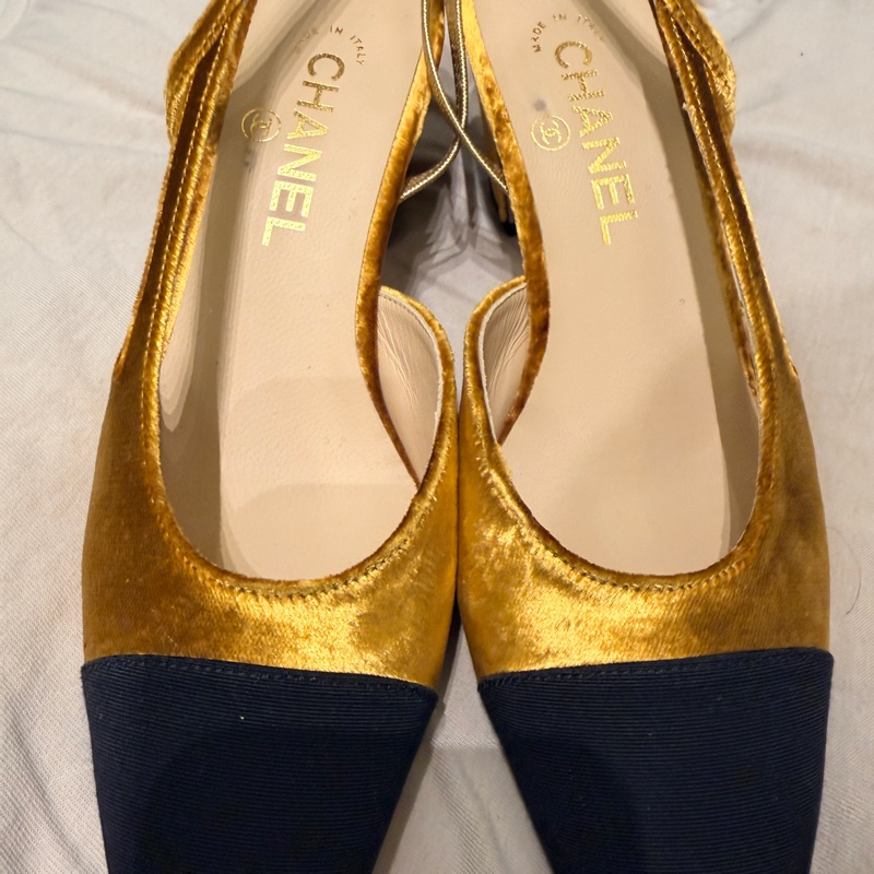 CHANEL香奈兒雙色跟鞋~37 1/2-1