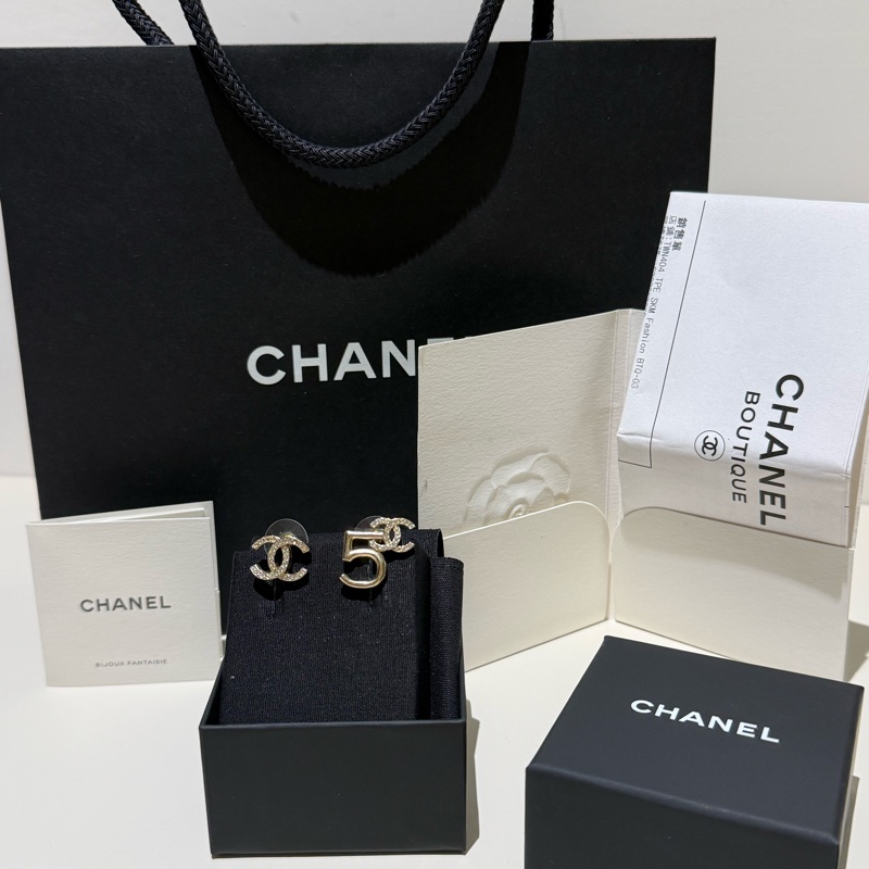 Chanel 雙C No.5 帶鑽耳環-4