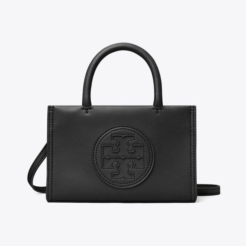 【TORY BURCH】皮革車縫LOGO迷你托特包/兩用包-黑-0