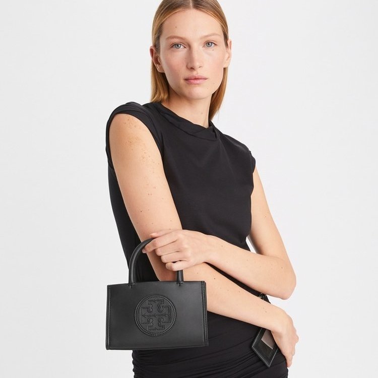 【TORY BURCH】皮革車縫LOGO迷你托特包/兩用包-黑-5