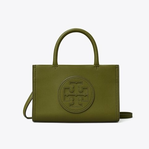 【TORY BURCH】皮革車縫LOGO迷你托特包/兩用包-軍綠