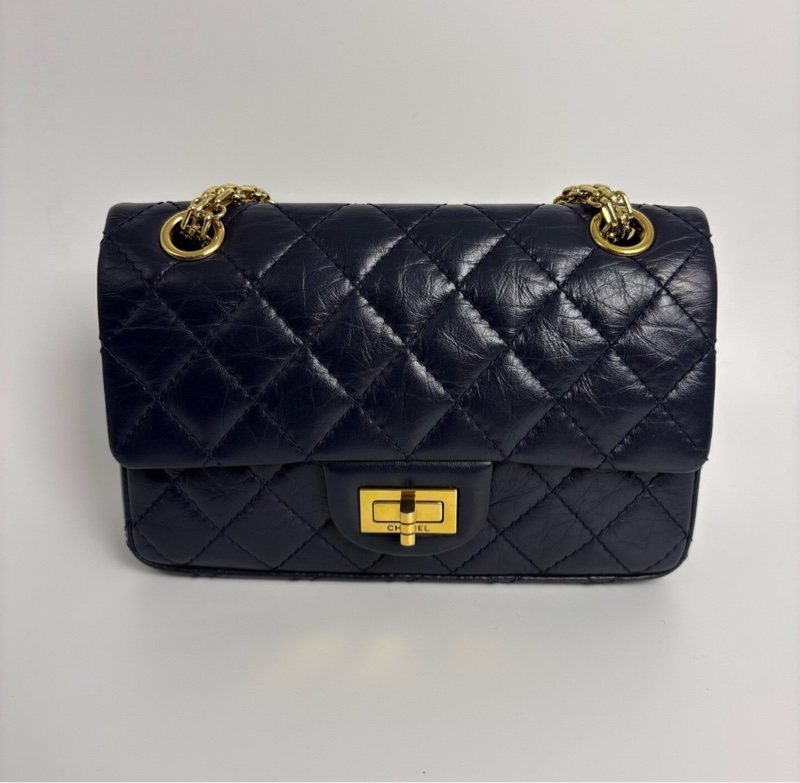 【永恆經典✨罕見顏色💙全網獨有】Chanel 2.55迷你口蓋包 海軍藍 牛皮金扣 28開-3