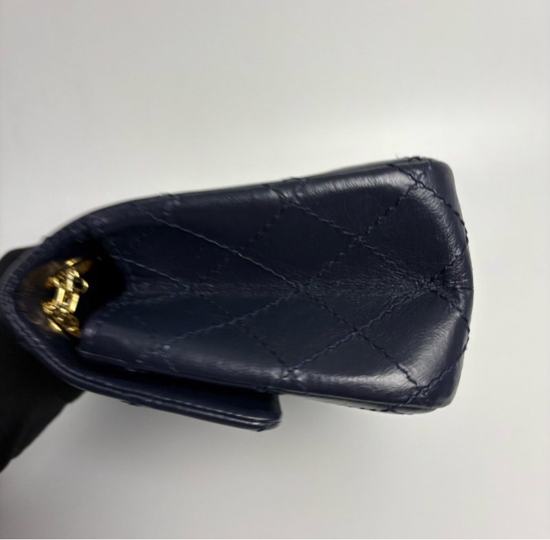 【永恆經典✨罕見顏色💙全網獨有】Chanel 2.55迷你口蓋包 海軍藍 牛皮金扣 28開-6