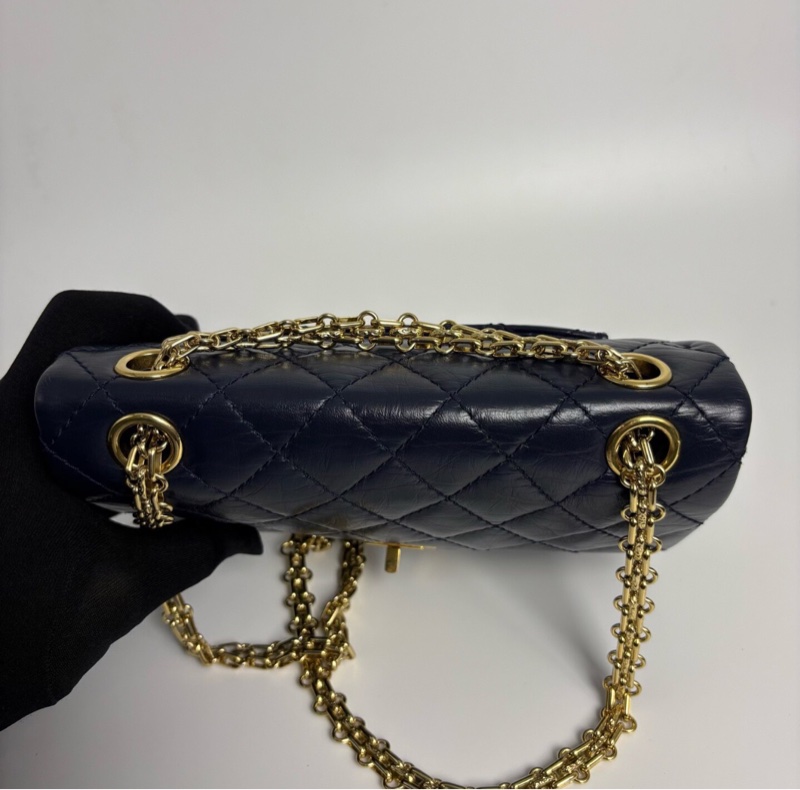 【永恆經典✨罕見顏色💙全網獨有】Chanel 2.55迷你口蓋包 海軍藍 牛皮金扣 28開-8