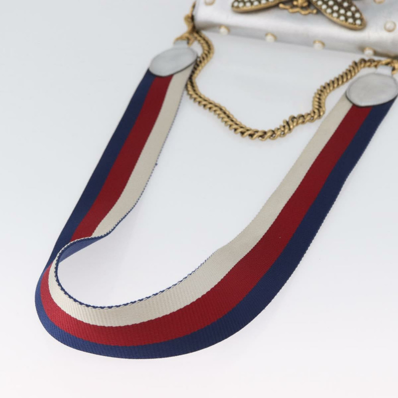 【日本直送】GUCCI 竹節鏈條 Broadway 單肩包 皮革 2way 銀色 453778 正品 ka2490V-7