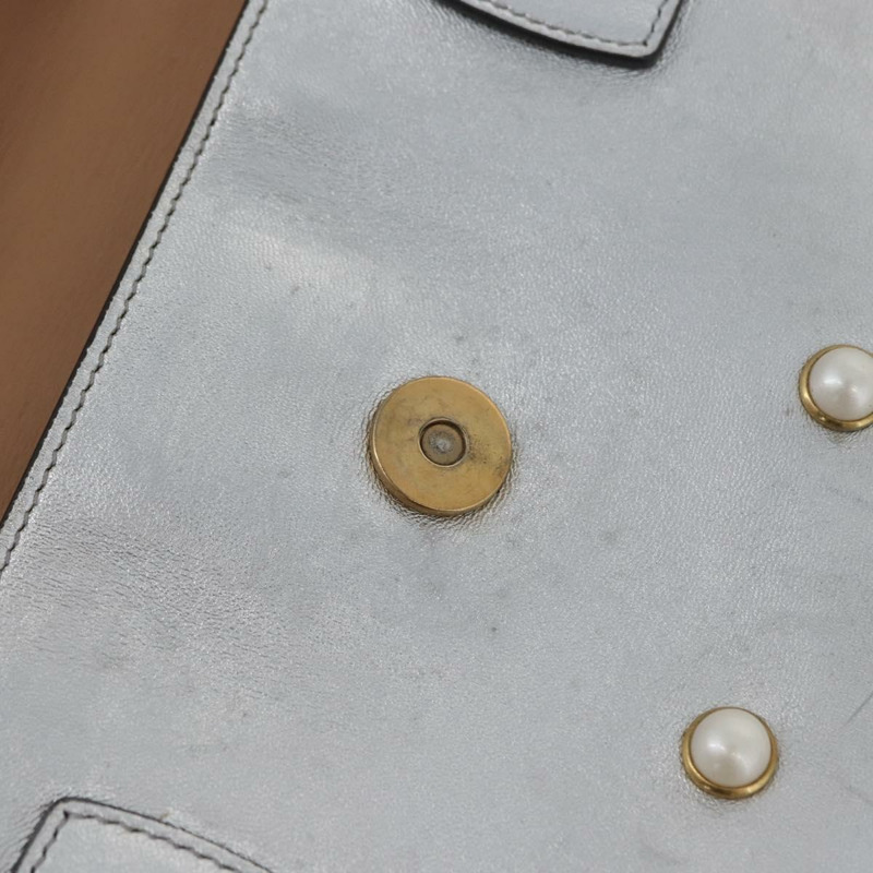 【日本直送】GUCCI 竹節鏈條 Broadway 單肩包 皮革 2way 銀色 453778 正品 ka2490V-8