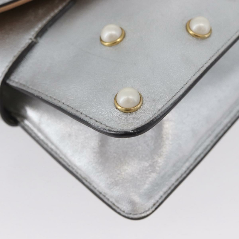 【日本直送】GUCCI 竹節鏈條 Broadway 單肩包 皮革 2way 銀色 453778 正品 ka2490V-15