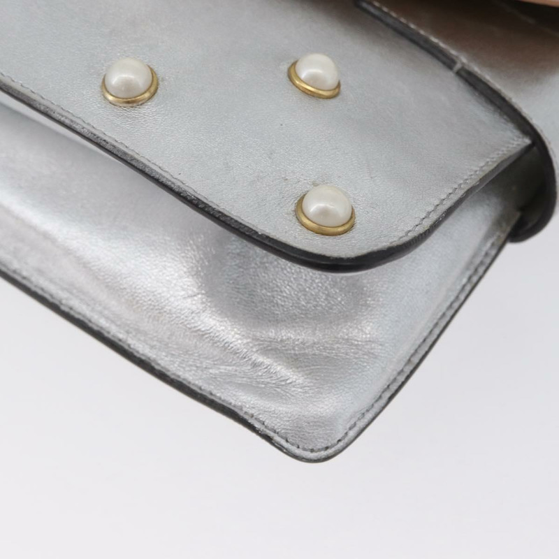 【日本直送】GUCCI 竹節鏈條 Broadway 單肩包 皮革 2way 銀色 453778 正品 ka2490V-16