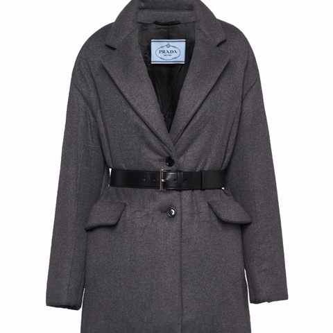 Prada 女士 單排扣系腰帶羊絨襯墊大衣IT-36 IT-38 IT-40碼
