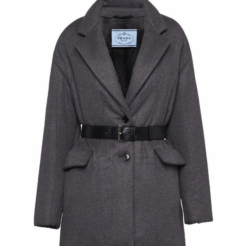 Prada 女士 單排扣系腰帶羊絨襯墊大衣IT-36 IT-38 IT-40碼-4