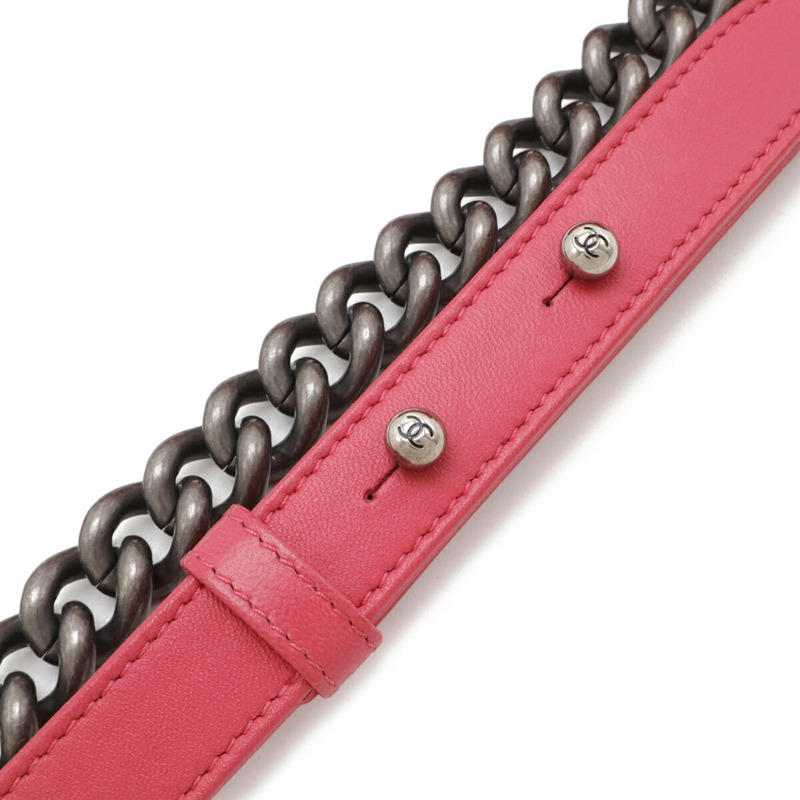 香奈兒 Boy Chanel 25 Matelasse Coco Mark 鏈條肩背包,玫紅色皮革款 (A67066)-4