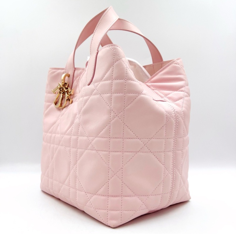 【25年大全套❗️適合送禮✨ 99新】Dior Toujours竪版藤格紋 櫻花粉中號 菜籃子｜手提包｜單肩包-6