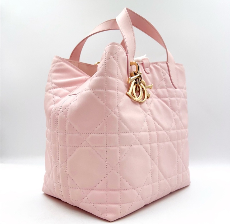 【25年大全套❗️適合送禮✨ 99新】Dior Toujours竪版藤格紋 櫻花粉中號 菜籃子｜手提包｜單肩包-7