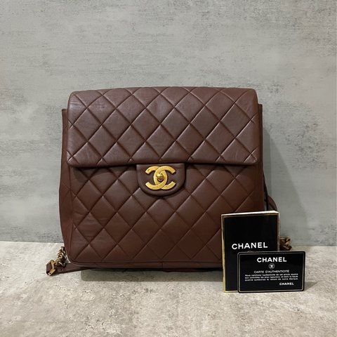 Chanel香奈兒中古啡金貝嫂雙肩包
