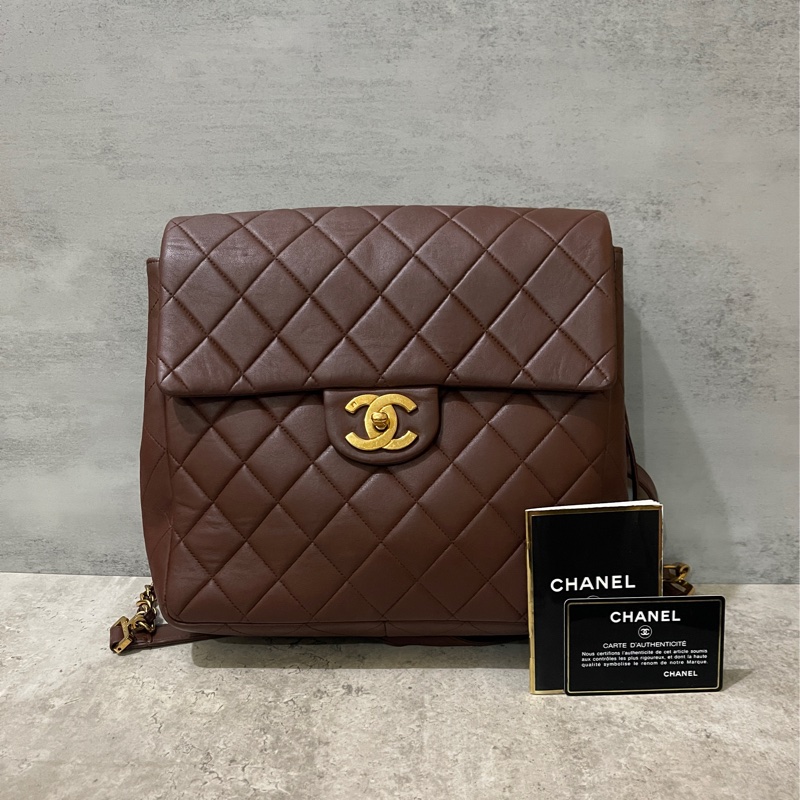 Chanel香奈兒中古啡金貝嫂雙肩包-0