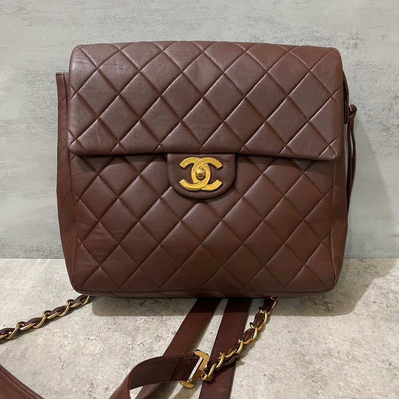 Chanel香奈兒中古啡金貝嫂雙肩包-1
