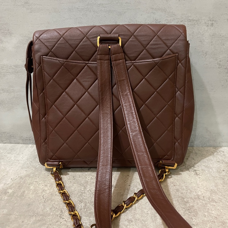 Chanel香奈兒中古啡金貝嫂雙肩包-2