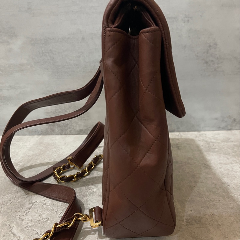 Chanel香奈兒中古啡金貝嫂雙肩包-3