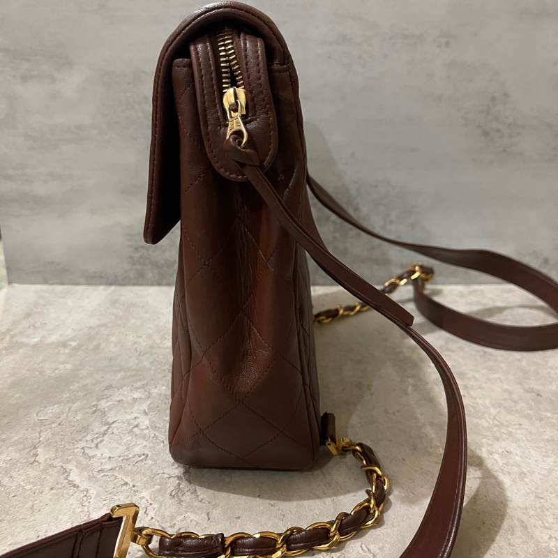Chanel香奈兒中古啡金貝嫂雙肩包-4