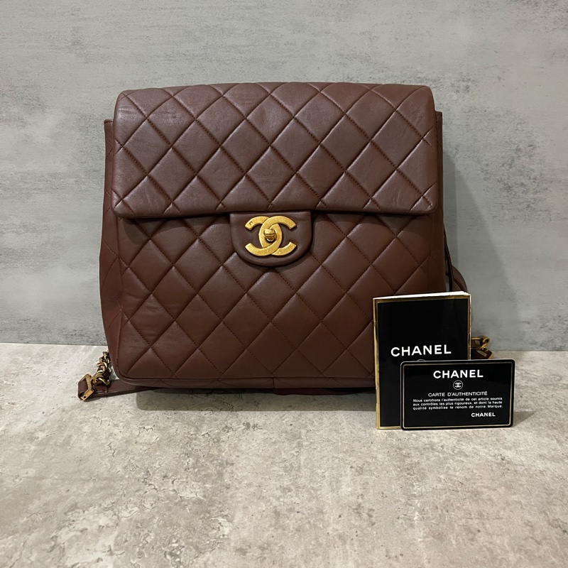 Chanel香奈兒中古啡金貝嫂雙肩包-5