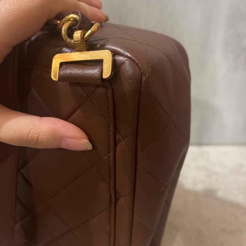 Chanel香奈兒中古啡金貝嫂雙肩包-13