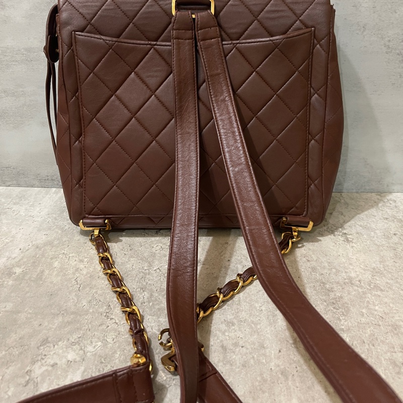 Chanel香奈兒中古啡金貝嫂雙肩包-16