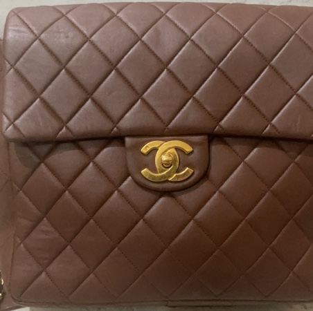 Chanel香奈兒中古啡金貝嫂雙肩包-17