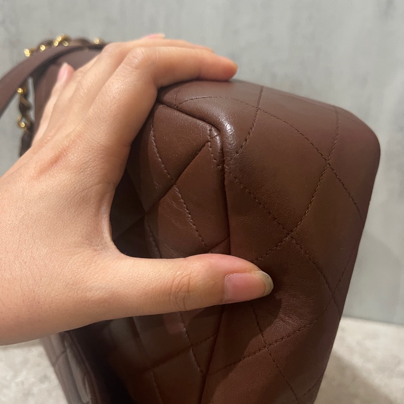 Chanel香奈兒中古啡金貝嫂雙肩包-22