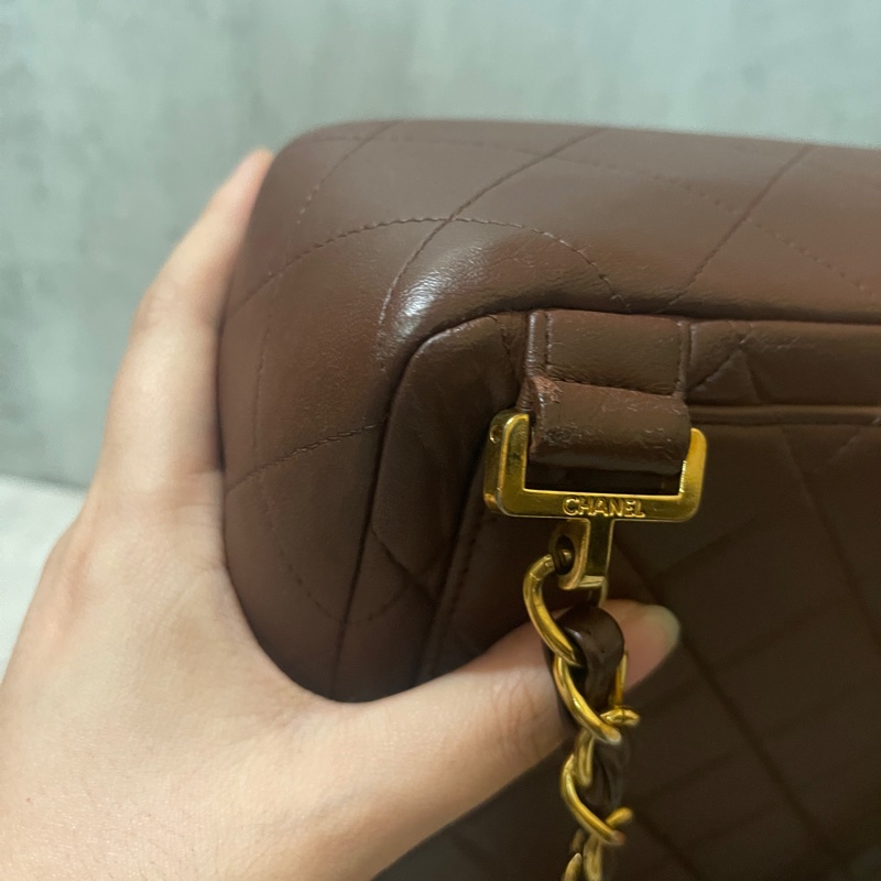 Chanel香奈兒中古啡金貝嫂雙肩包-23
