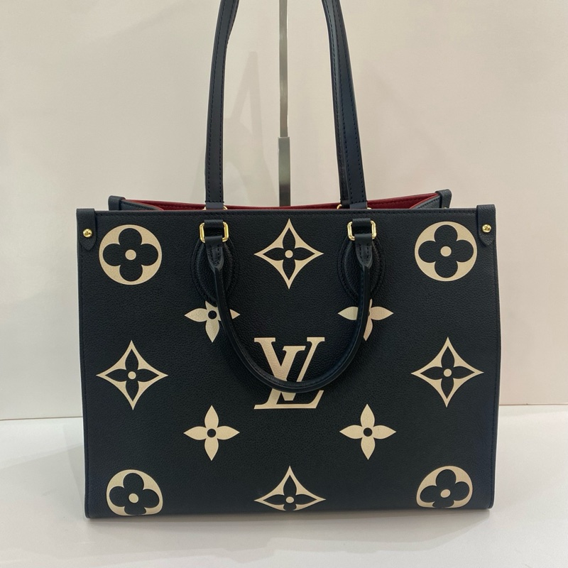 lv路易威登 Onthego中號黑白花芯片款手提單肩包 無附件-0