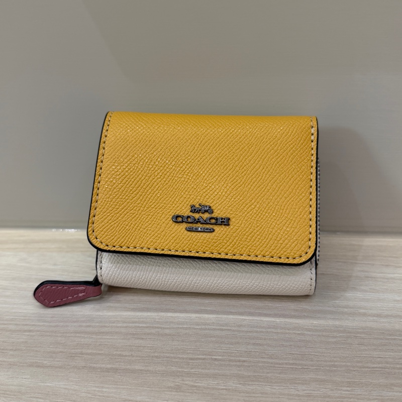 Coach短夾 撞色款(黃+白)-0