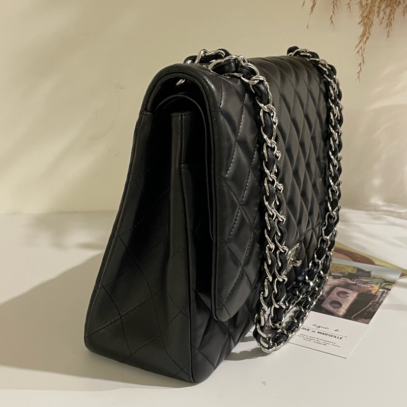 ▪️富貴選物FUGUEI▪️CHANEL CF MAXI BAG 羊皮黑銀-1