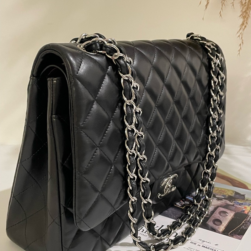 ▪️富貴選物FUGUEI▪️CHANEL CF MAXI BAG 羊皮黑銀-2