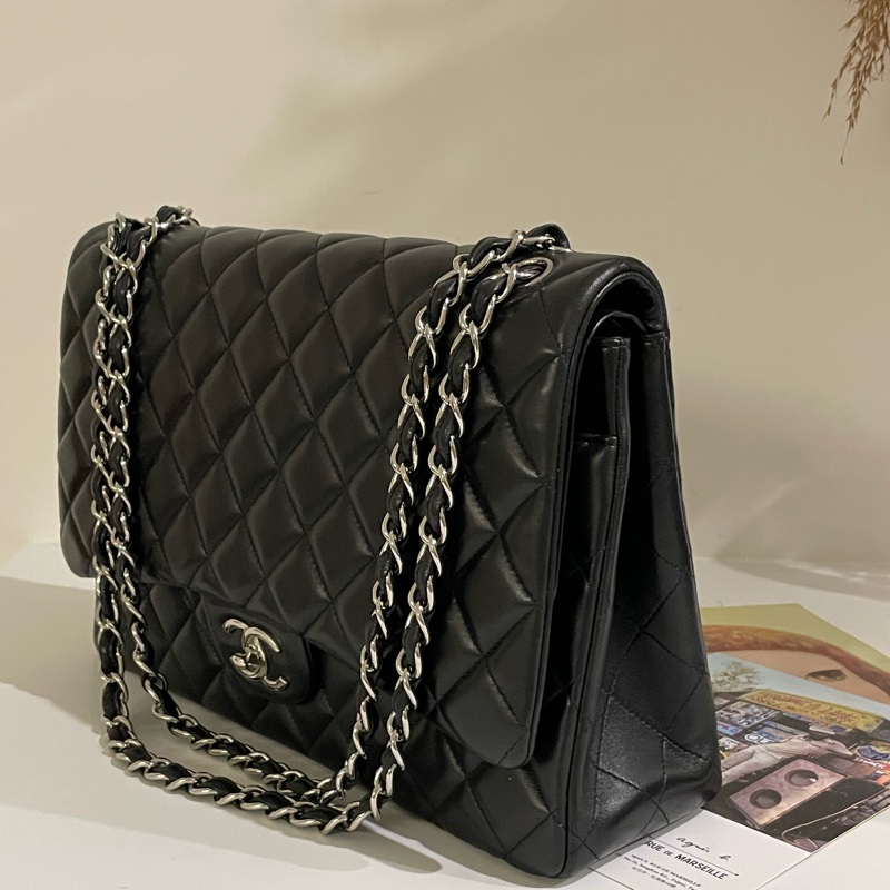 ▪️富貴選物FUGUEI▪️CHANEL CF MAXI BAG 羊皮黑銀-3