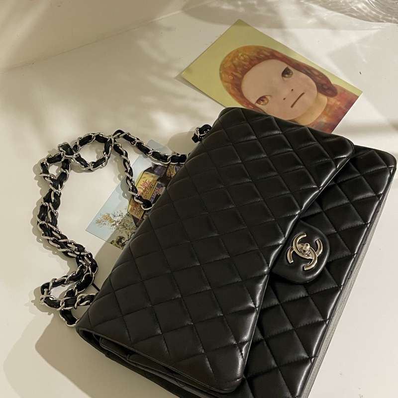 ▪️富貴選物FUGUEI▪️CHANEL CF MAXI BAG 羊皮黑銀-23