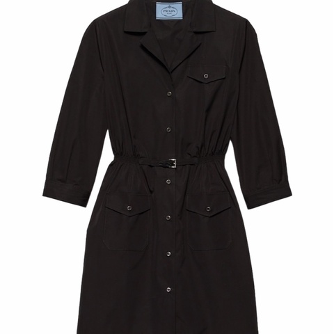 Prada 女士 徽標細節襯衫式連衣裙IT-38 IT-40碼模特身高178CM，穿著38碼