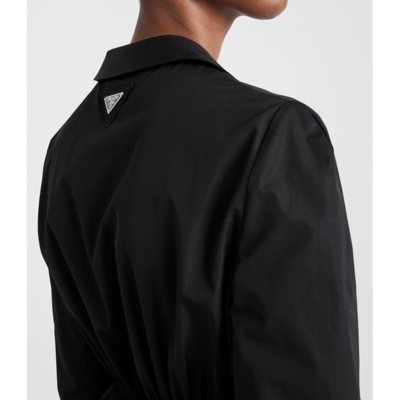 Prada 女士 徽標細節襯衫式連衣裙IT-38 IT-40碼模特身高178CM,穿著38碼-1