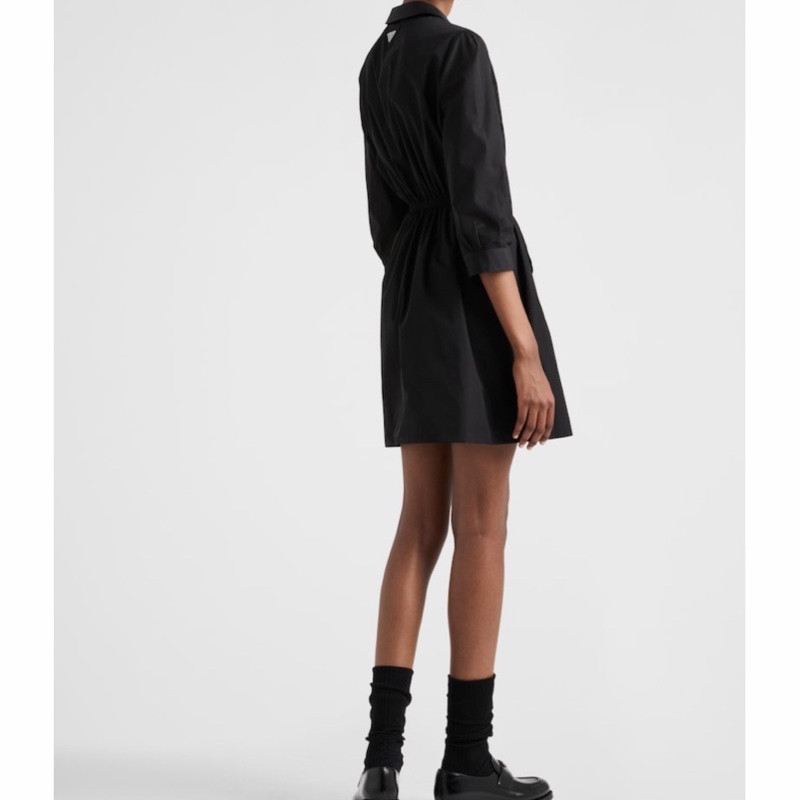 Prada 女士 徽標細節襯衫式連衣裙IT-38 IT-40碼模特身高178CM,穿著38碼-3