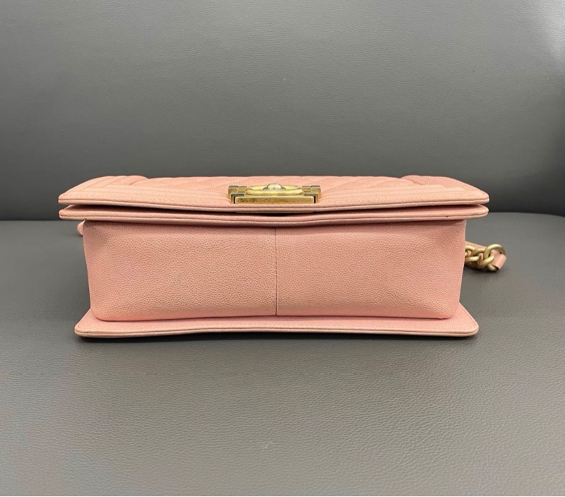 【97新 ✨ 全網最低價！】絕版難求 Chanel香奈兒 leboy 中號 櫻花粉色牛皮 金扣 單肩包 鏈條斜挎包 （下單前先詢問庫存❗️）-6