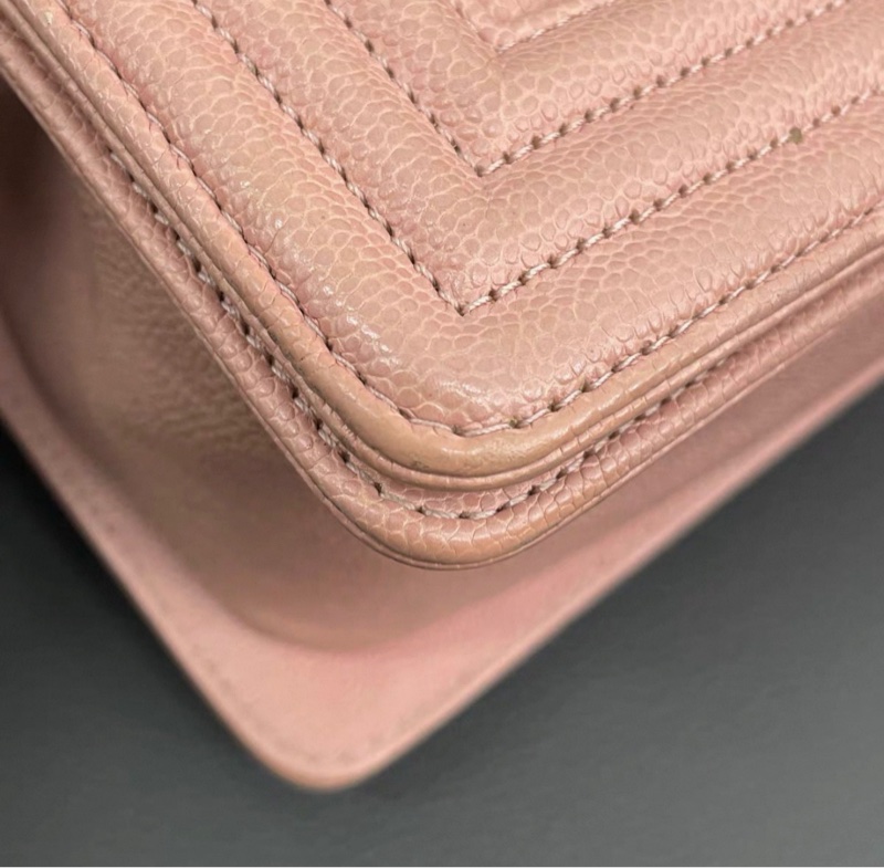 【97新 ✨ 全網最低價！】絕版難求 Chanel香奈兒 leboy 中號 櫻花粉色牛皮 金扣 單肩包 鏈條斜挎包 （下單前先詢問庫存❗️）-21