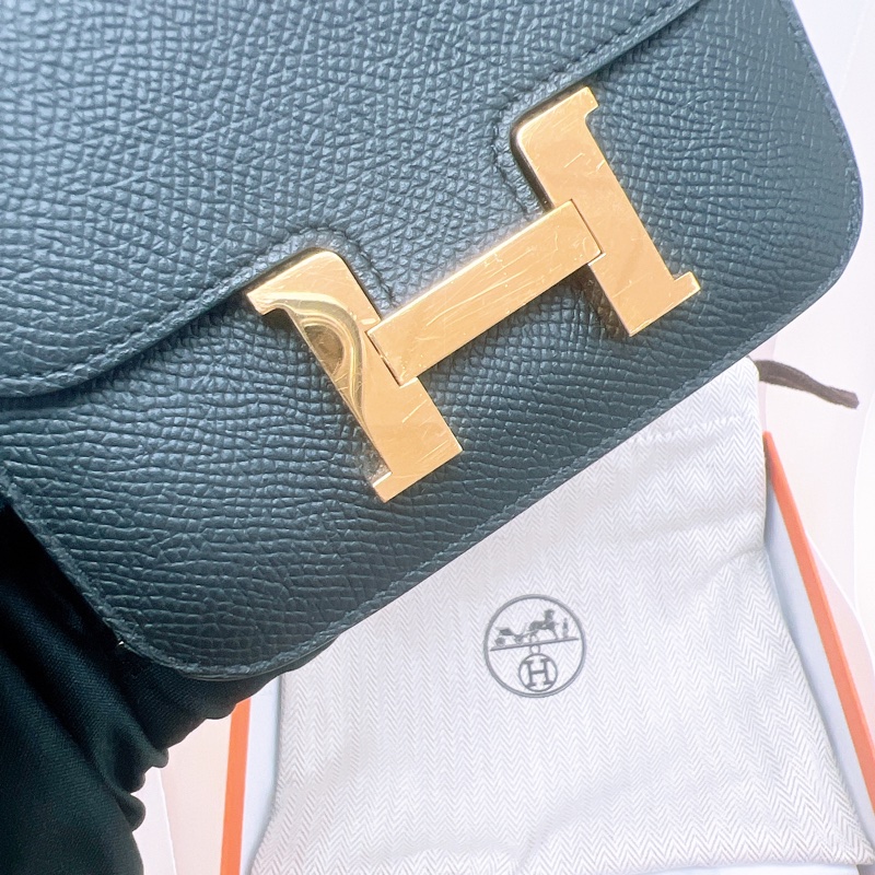 Hermes constance slim 黑金 康康短夾 W刻-1