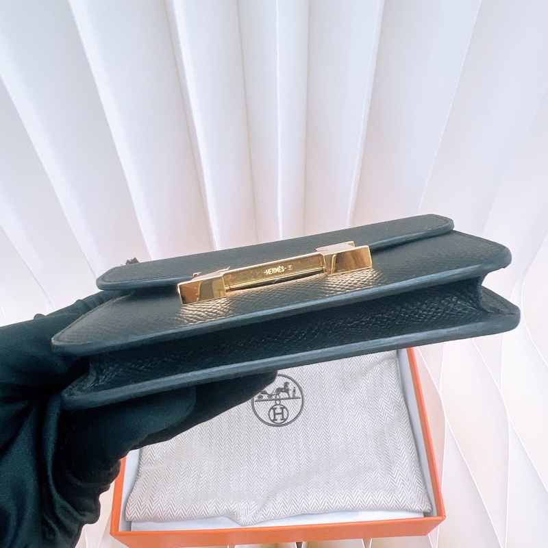 Hermes constance slim 黑金 康康短夾 W刻-2
