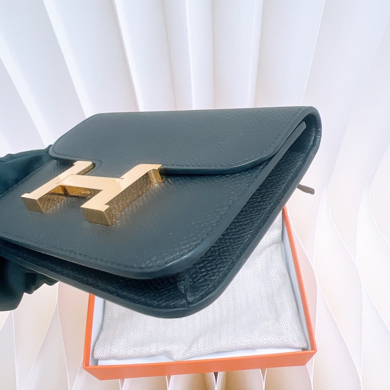 Hermes constance slim 黑金 康康短夾 W刻-4