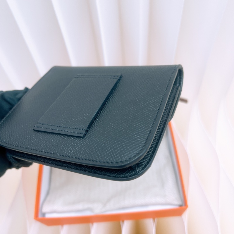 Hermes constance slim 黑金 康康短夾 W刻-8