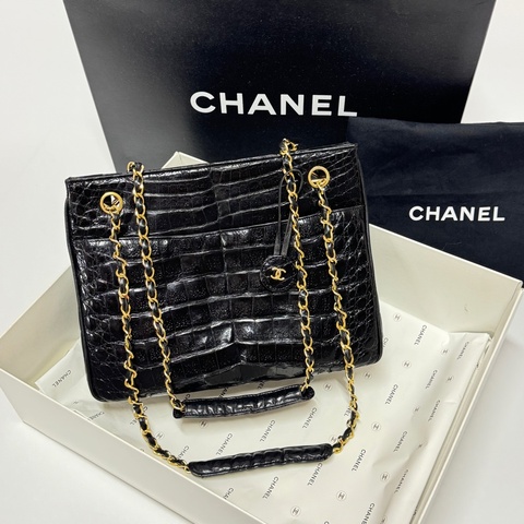 【真鱷魚皮🎁】 Chanel 香奈兒 鱷魚皮 黑金托特包 專櫃60幾萬！